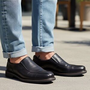 Men's ECCO Black Leather Helsinki Slip on Loafers Shoes Size 45  US 11 11.5